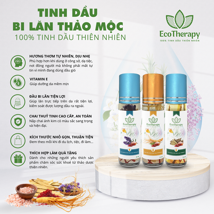 Tinh Dầu Bi Lăn Thảo Mộc EcoTherapy - Năng Lượng Thiên Nhiên Cho Cuộc Sống Hiện Đại