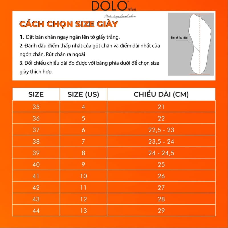Hướng dẫn chọn size giày lười da nam đẹp tại DOLO