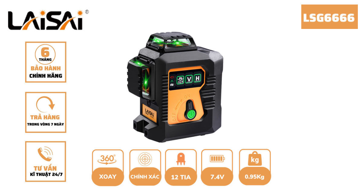 Máy cân bằng laser 12 tia xanh Laisai LSG6666