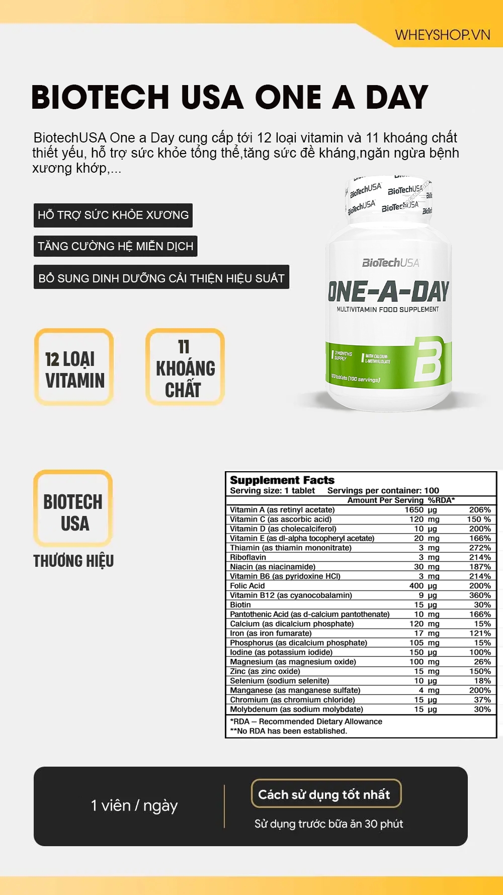 BiotechUSA One A Day Multivitamin (100 viên) 9 20240923 164335