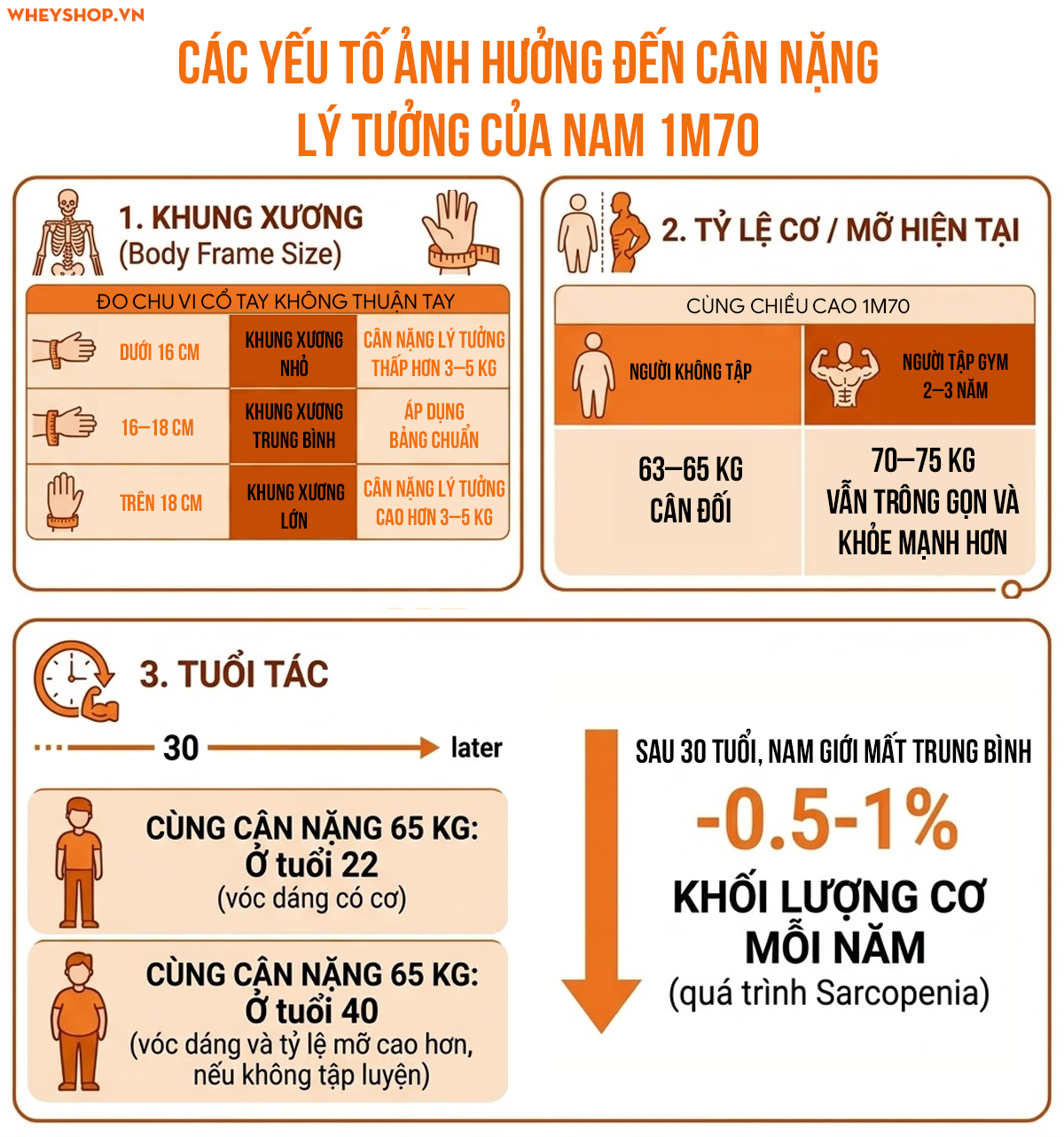 Bật mí: Con trai cao 1m70 nặng bao nhiêu là đẹp & cân đối - WheyShop.vn