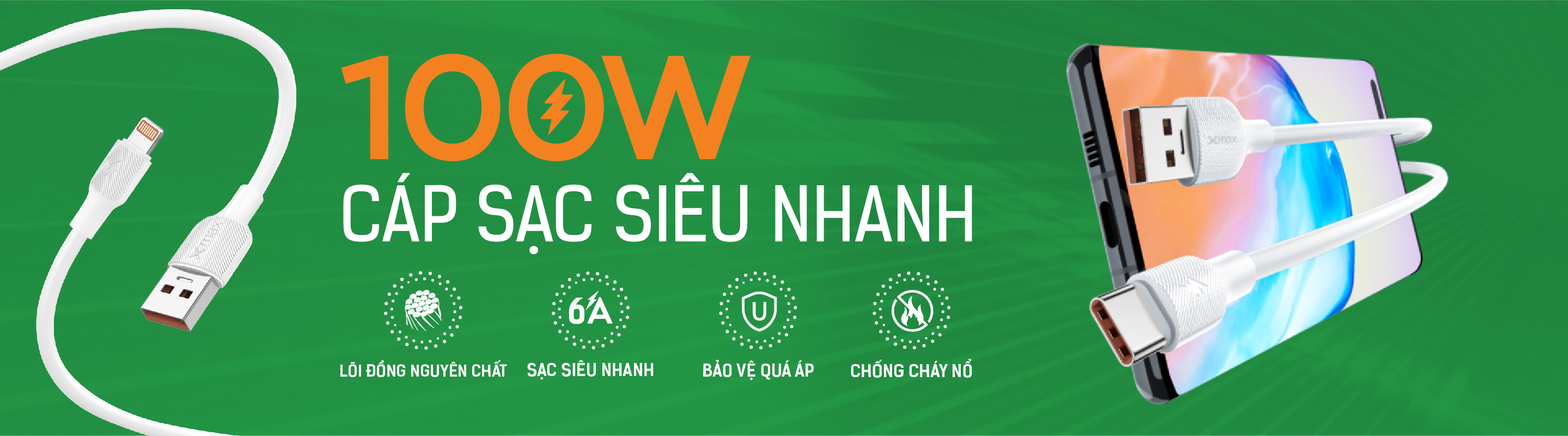 Cáp sạc nhanh 100W Xmax