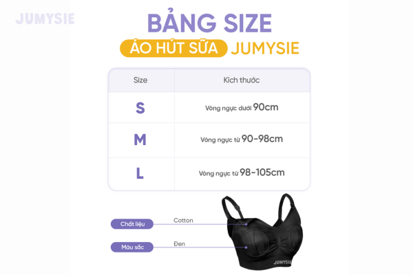Bảng size áo hút sữa Jumysie