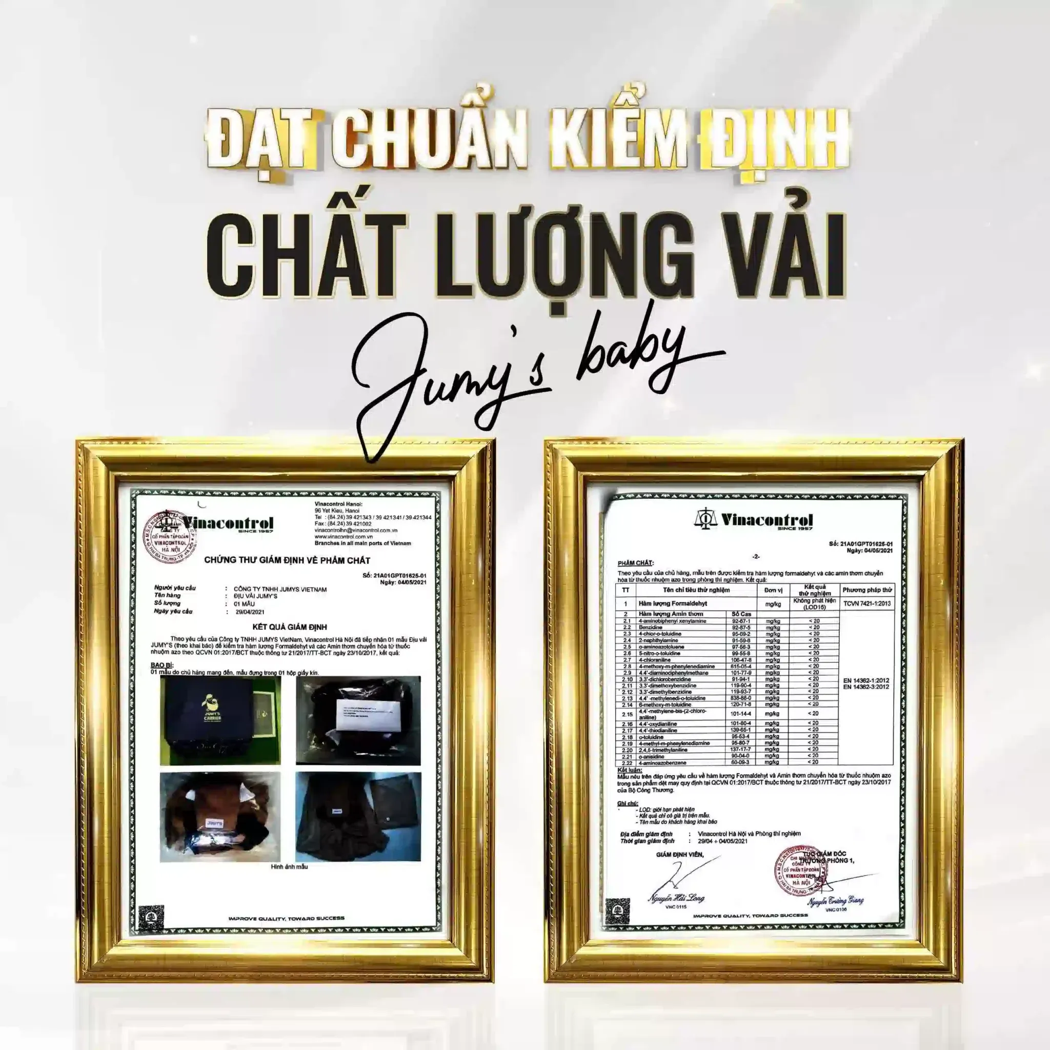 Giấy chứng nhận đạt chuẩn chất lượng kiểm định vải
