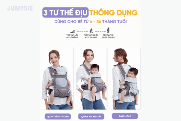 3 tư thế địu thông dụng