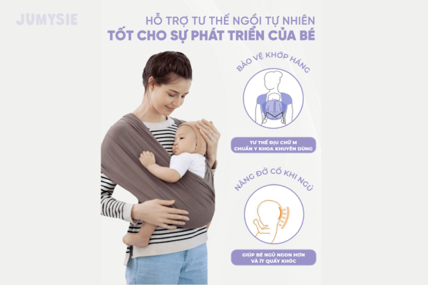 Địu vải cho bé sơ sinh được thiết kế theo tiêu chuẩn