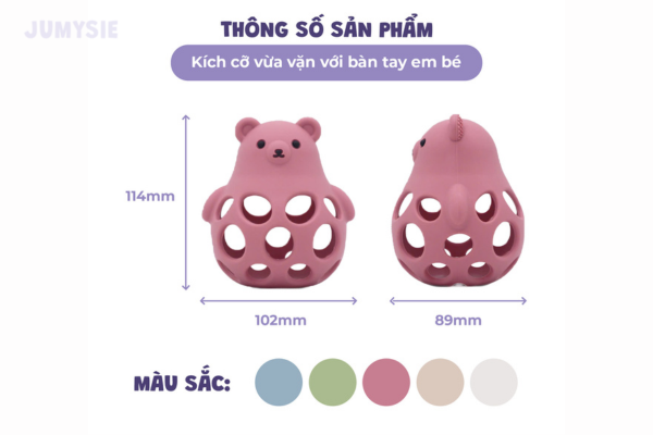 Kích thước gặm nướu hình gấu Jumysie