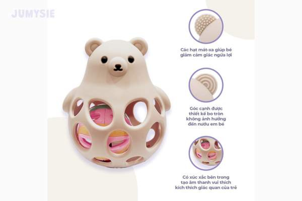 Thiết kế với các hạt mát xa giúp bé giảm cảm giác ngứa lợi