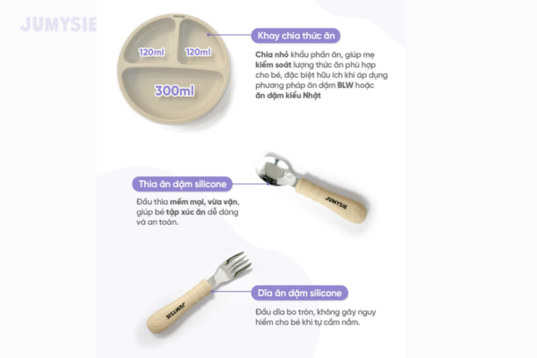 Bộ dụng cụ ăn dặm tiện lợi, dễ sử dụng