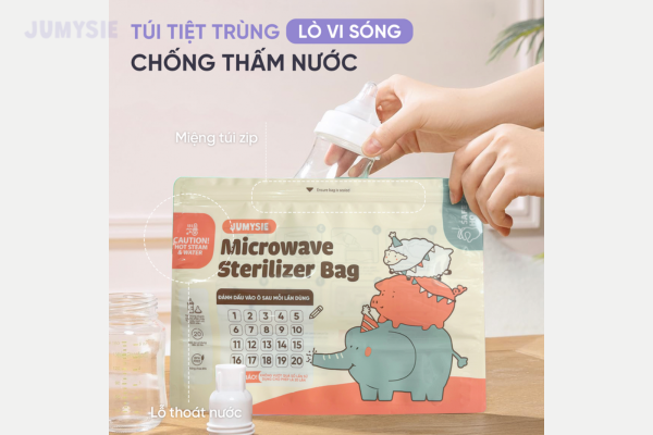 Túi tiệt trùng bình sữa lò vi sóng chống thấm nước