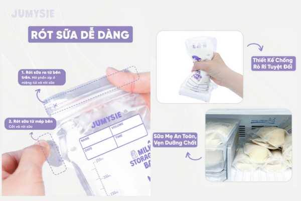 Túi trữ sữa Jumysie dễ dàng sử dụng