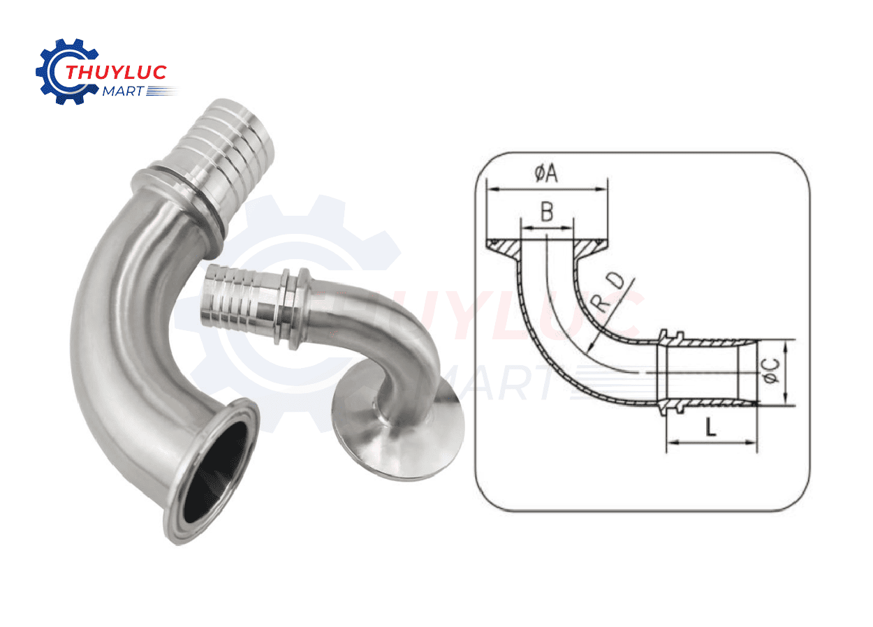 Đầu nối góc 90°/45° inox chuyên dụng cho ống dẫn thực phẩm (Elbow Adapter)