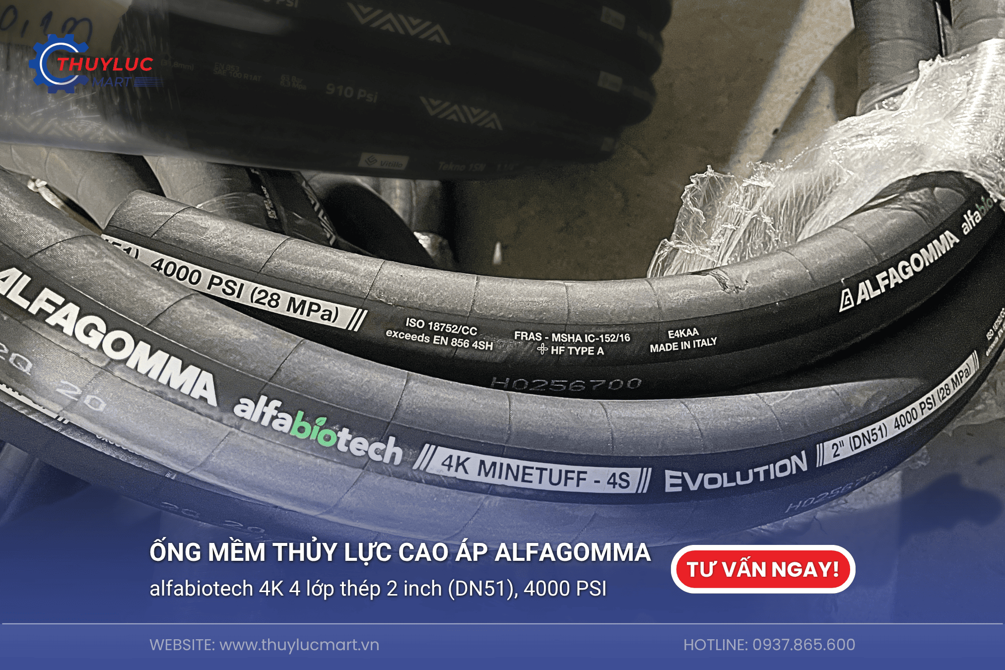 Ống Alfagomma Alfabiotech 4K Evolution 2" 4 lớp thép xoắn (4S)