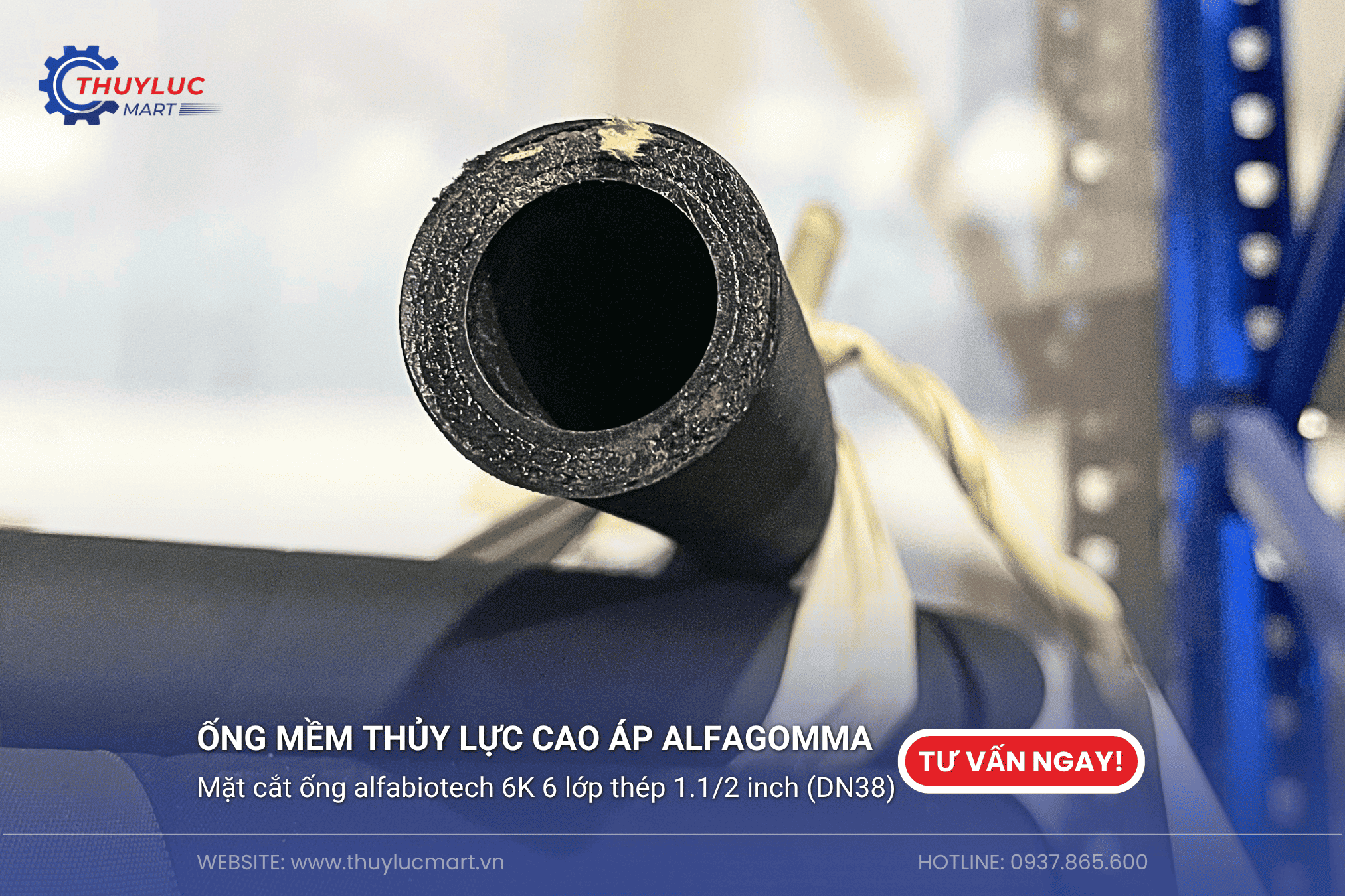 Ống Alfagomma Alfabiotech 6K Evolution 1.1/2" (DN38) - 6 lớp thép (6S), siêu chịu áp 6000 PSI (42 MPa).