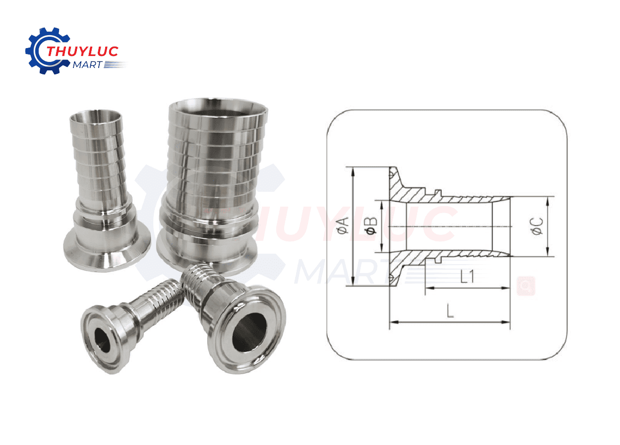 Đầu nối clamp TC (Tri-Clamp Adapter) hãng alfagomma inox