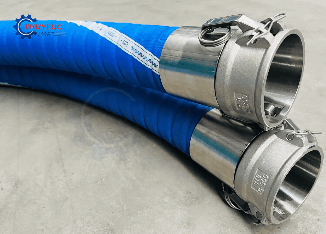 Ống thực phẩm Alfagomma màu xanh dương bấm đầu Clamp inox 316L