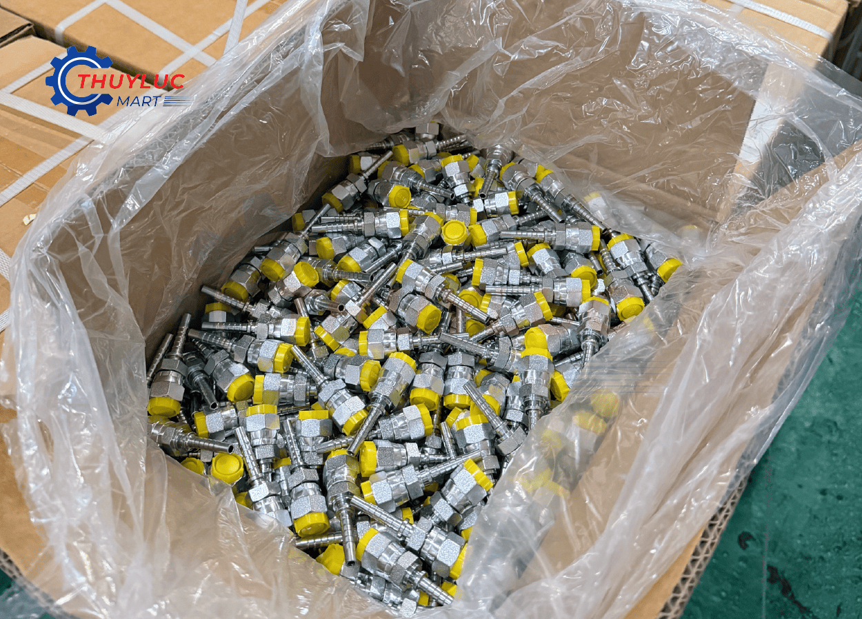 đầu bấm ống thủy lực chuẩn KMS dùng cho xe cơ giới máy công trình hàng sẵn kho