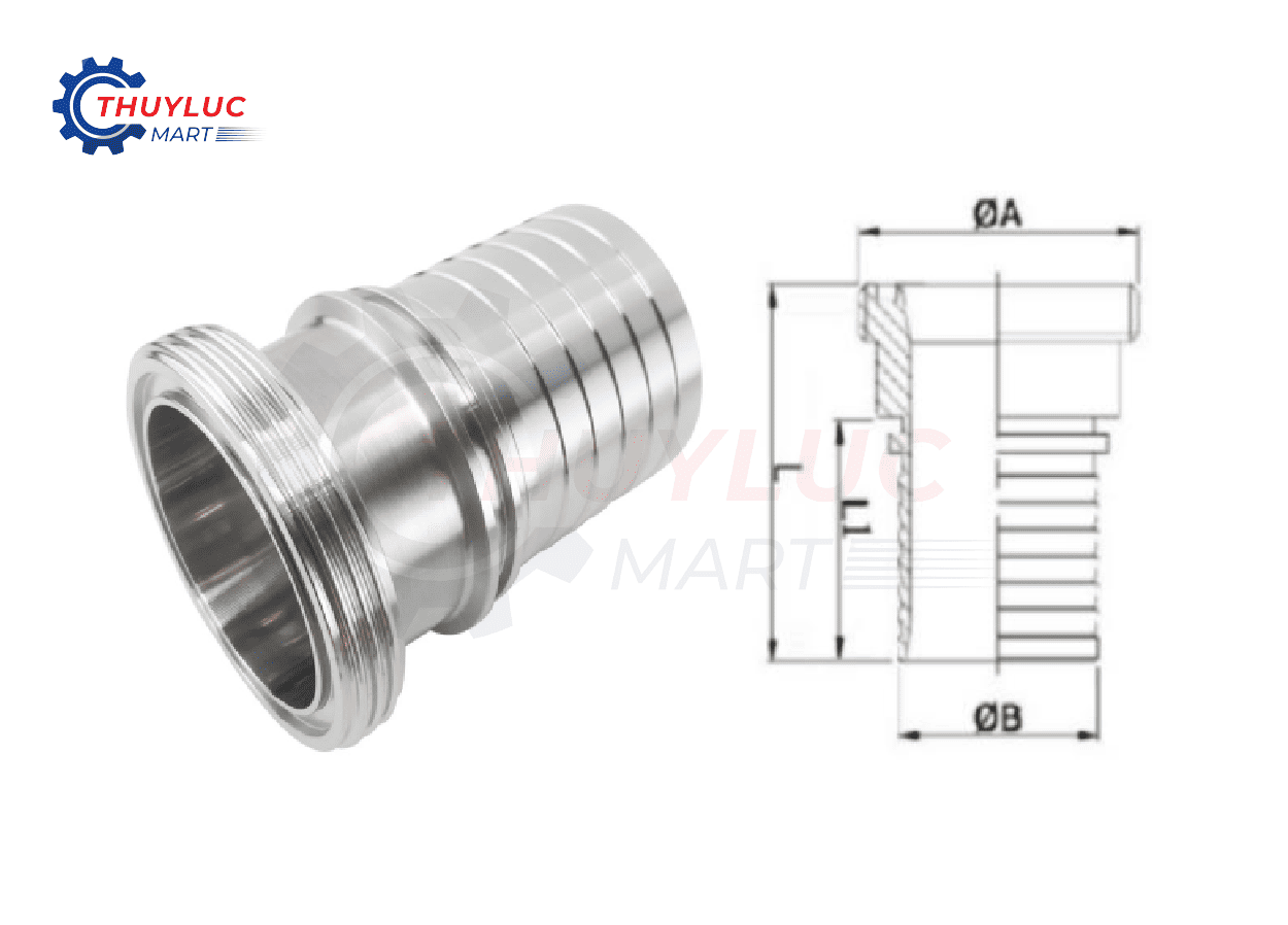 Đầu nối ren ngoài chuẩn SMS inox hãng alfagomma