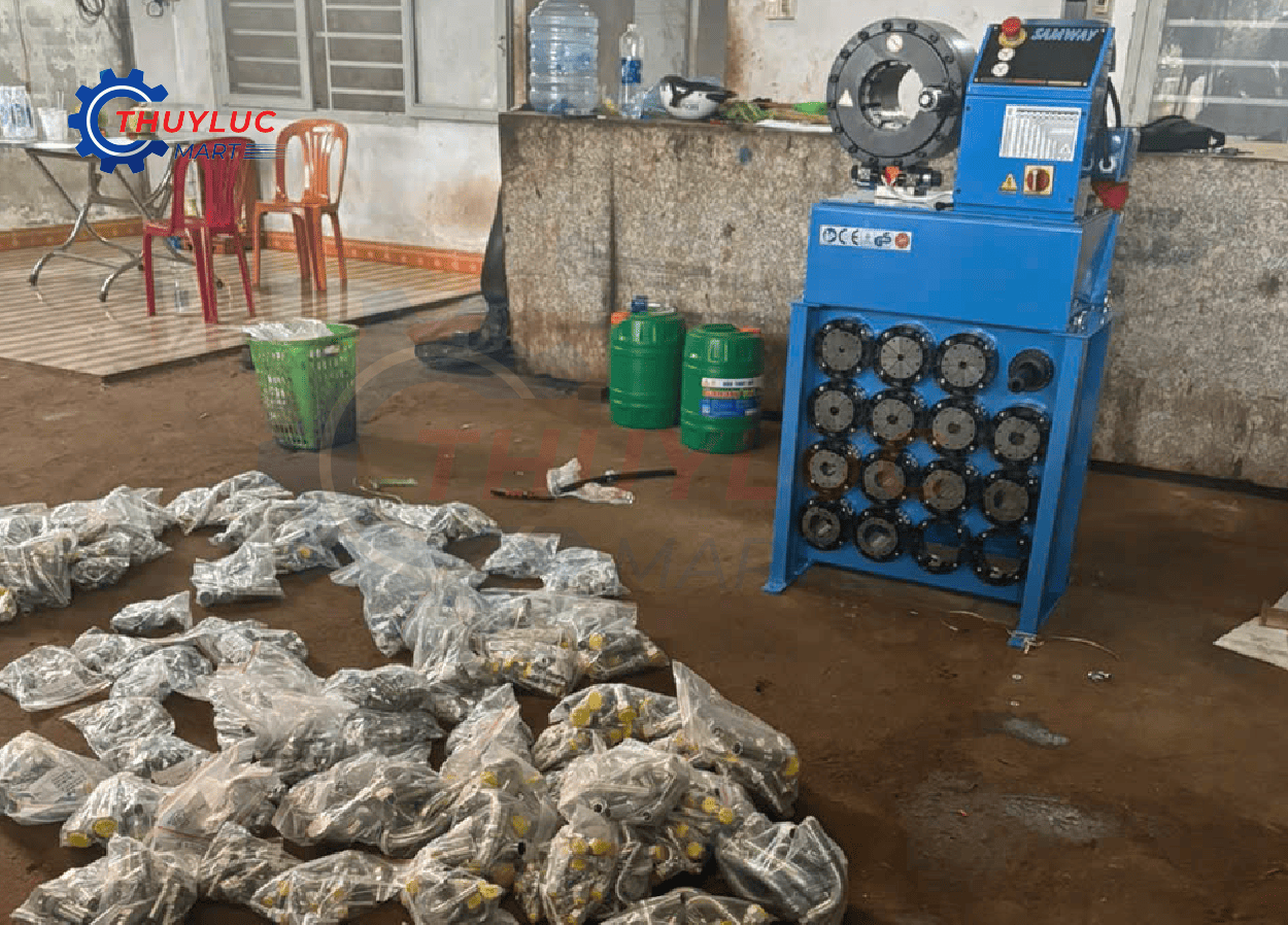 Trọn bộ vật tư và máy bấm ống thủy lực setup cho cửa hàng mới tại Đắk Nông bởi Thủy Lực Mart