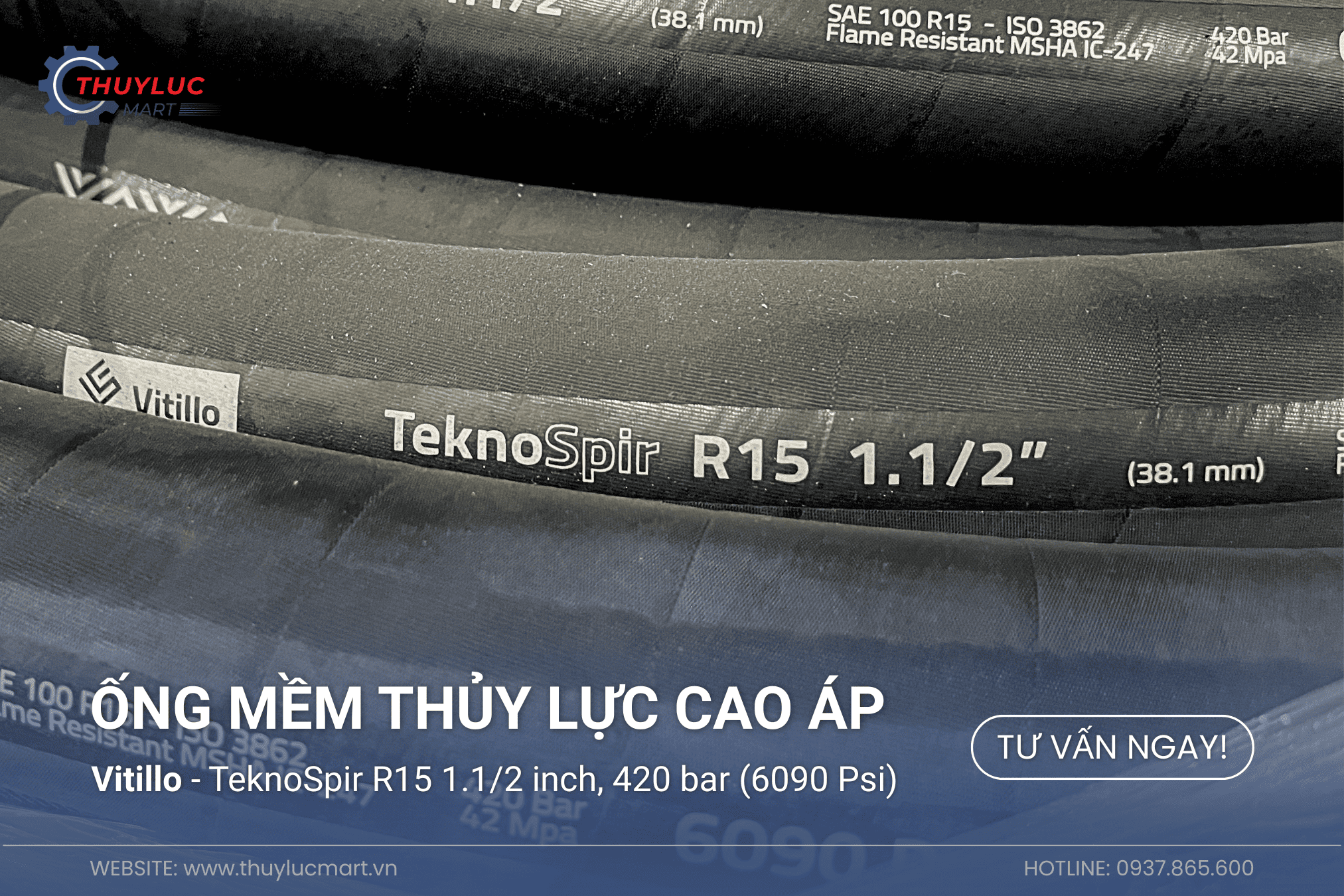 Vitillo cao áp- TeknoSpir R15 1.12 inch, 420 bar (6090 Psi)