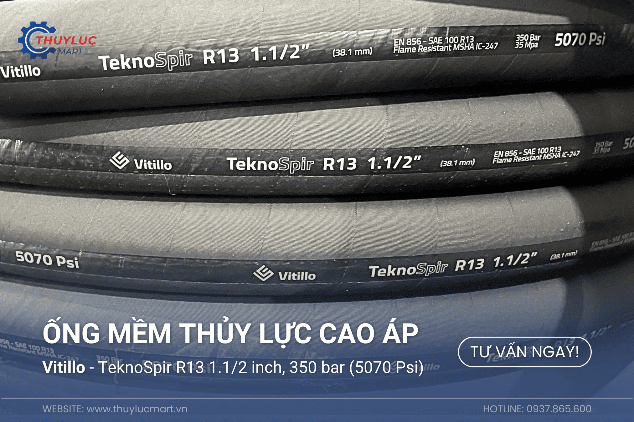 Vitillo cao áp - TeknoSpir R13 1.12 inch, 350 bar (5070 Psi)