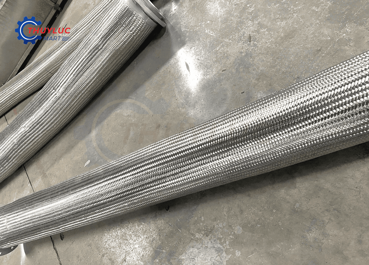 Ống mềm inox công nghiệp DN300 – cấu tạo ruột gợn sóng, bọc lưới inox chống phồng nổ