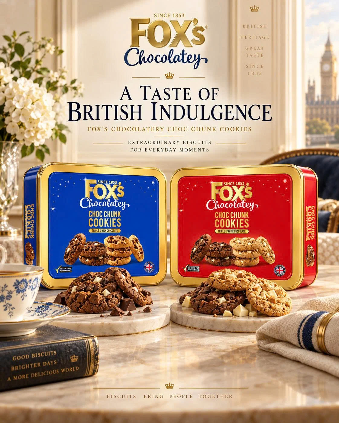 Bánh Quy Hộp Thiếc Fox's Chocolatey Choc Chunk Cookies 360g