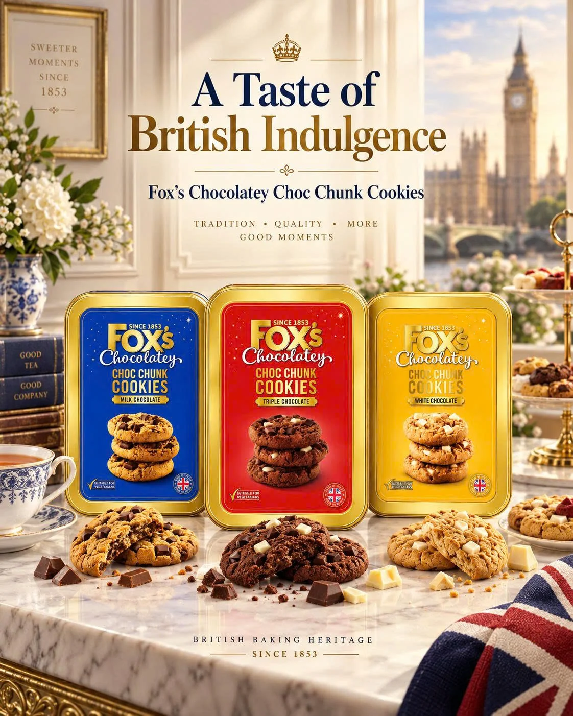 Bánh Quy Hộp Thiếc Fox's Chocolatey Choc Chunk Cookies 180g