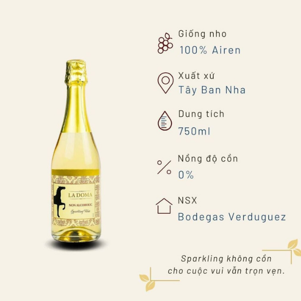 Sparkling Không Cồn La Doma White 750ml Bodegas Verduguez