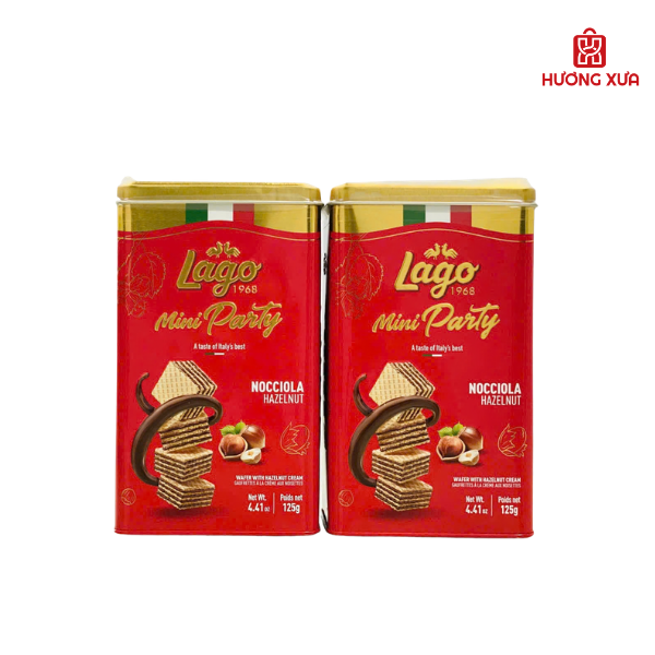 Bánh xốp kem vị hạt phỉ Gastone Lago Party Wafers Nocciola 125g
