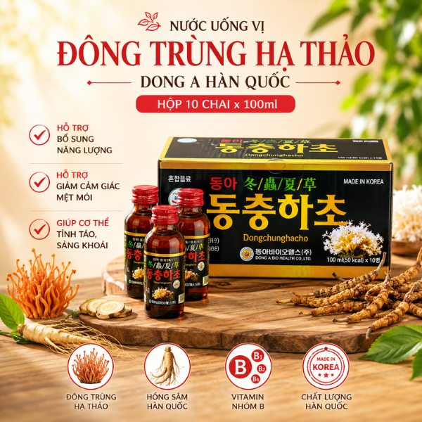 Nước Uống Vị Đông Trùng Đông A Hàn Quốc Hộp 10 Chai x 100ml