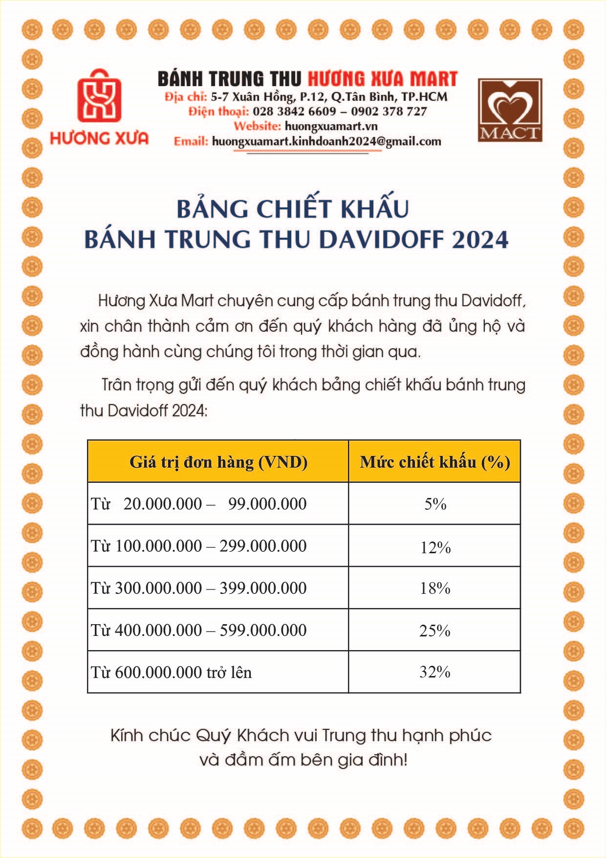 Bang Chiet Khau Banh Trung Thu Davidoff Mooncake 2024 - Huong Xua Mart
