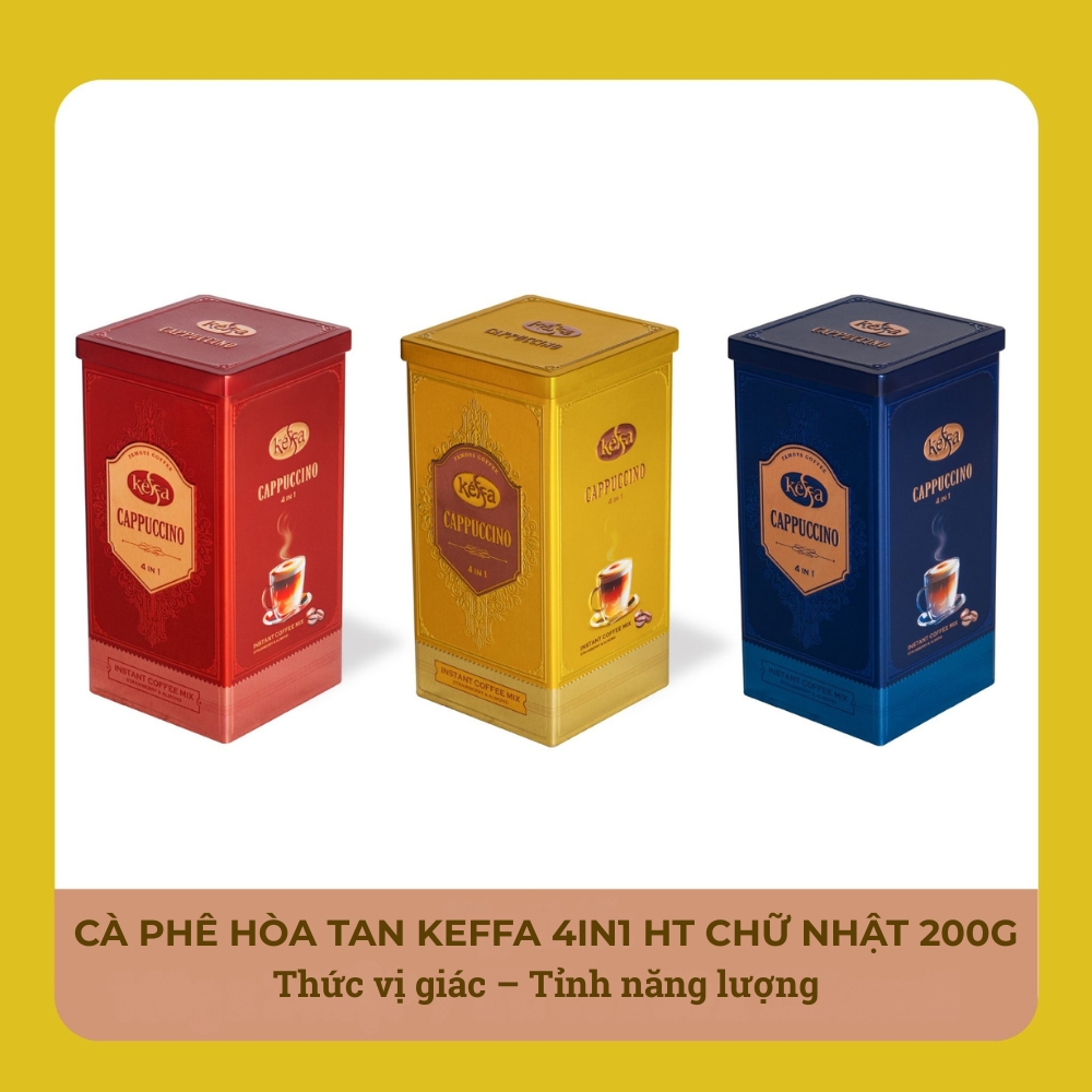 CÀ PHÊ HÒA TAN KEFFA 4IN1 HT CHỮ NHẬT 160g – “Thức vị giác – Tỉnh năng lượng