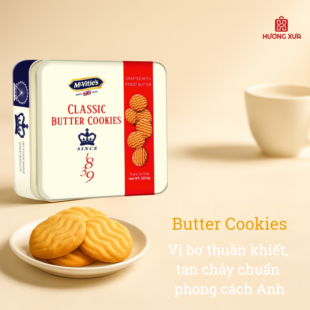 McVitie’s Classic Butter Cookies 315.6g – Vị bơ thuần khiết, tan chảy trên đầu lưỡi