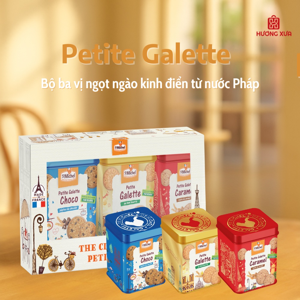 Bánh quy bơ St Michel Petite Galette 157.5g – Bộ ba vị ngọt ngào kinh điển