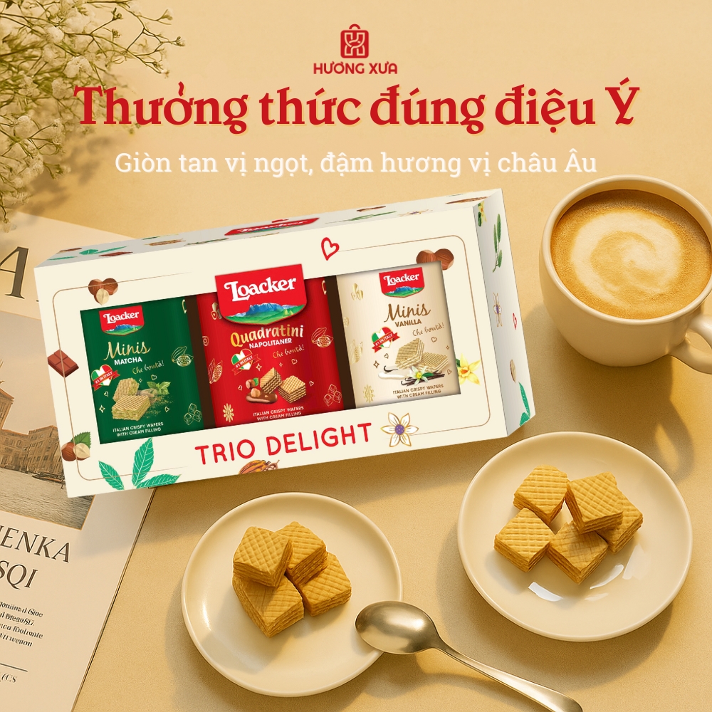 Loacker Trio Delight 212.5g – Bộ Ba Hương Vị Ý Kinh Điển