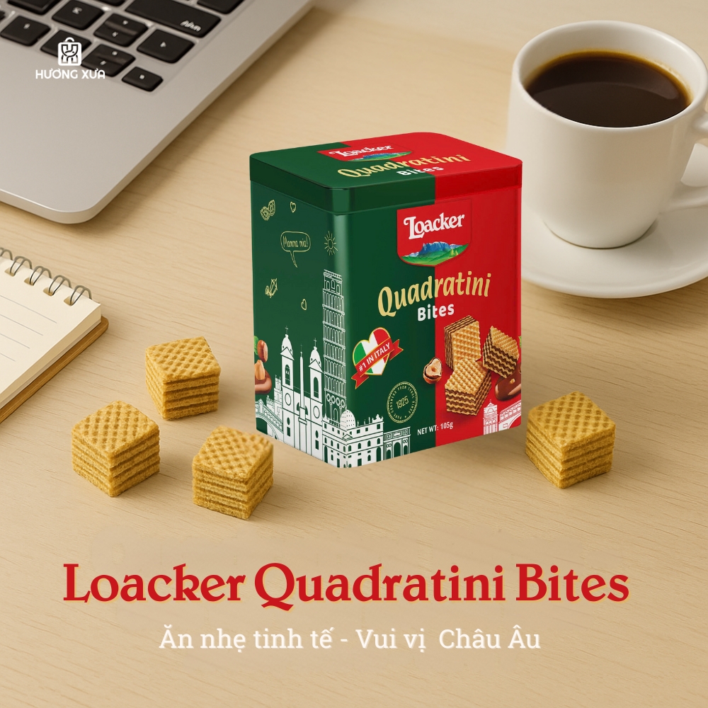 Loacker Quadratini Bites 105g – Giòn Tan Từng Viên Vuông Hoàn Hảo