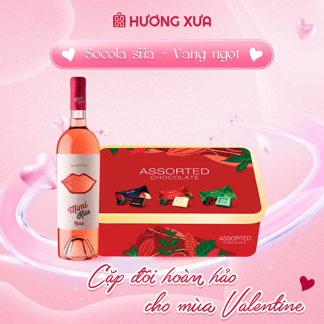 ✨ Socola sữa + Rượu vang ngọt (Moscato, Riesling, Port Wine)