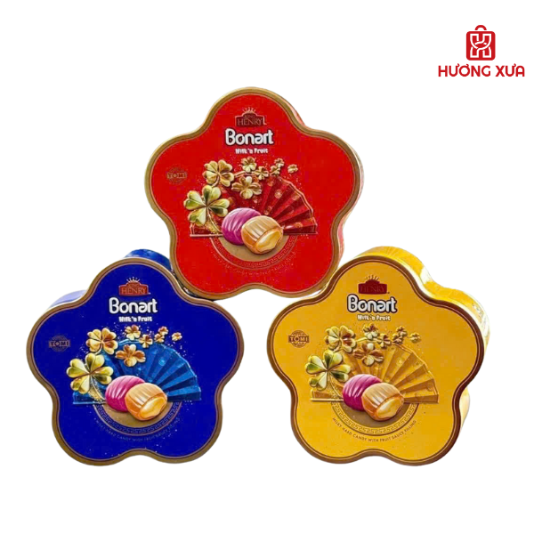 Kẹo cứng sữa trái cây Bonart Nhân Sốt Trái Cây (HT hoa mai) 120g
