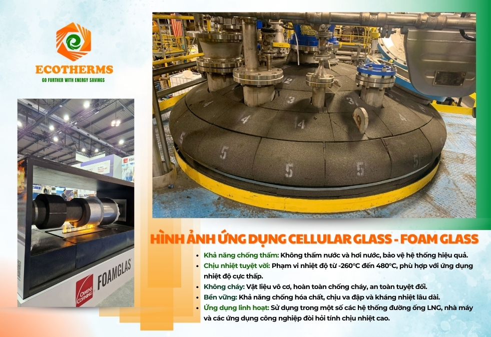 PIR có độ dẫn nhiệt thấp, giúp tiết kiệm không gian và giảm vật liệu cách nhiệt so với foamglass