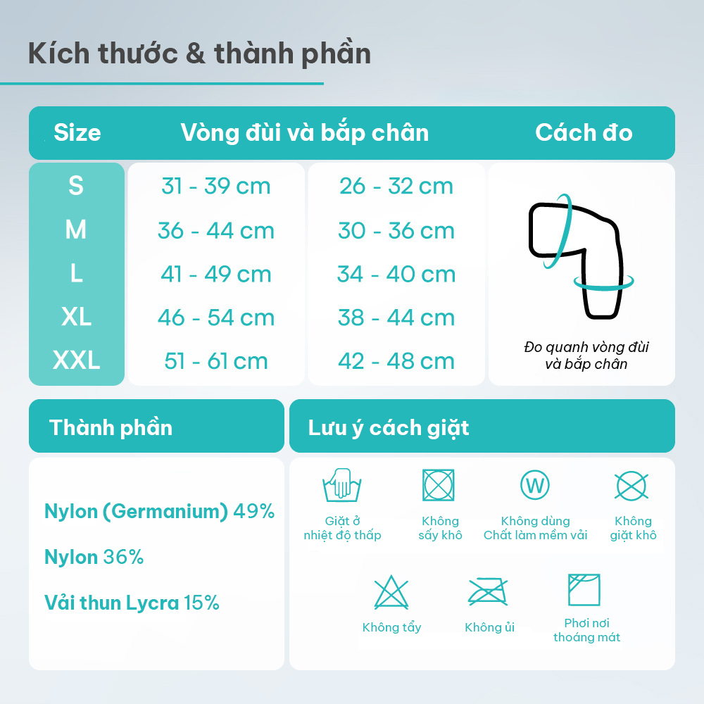Ống chân dài cung cấp lực nén 10-25mmHg Vital Salveo CJ-6105