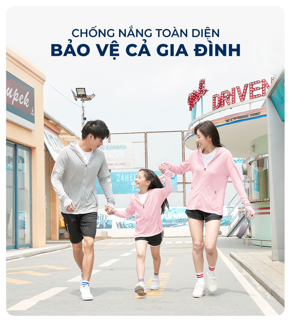 Áo chống nắng UV100 phù hợp mọi độ tuổi, bảo vệ cả gia đình