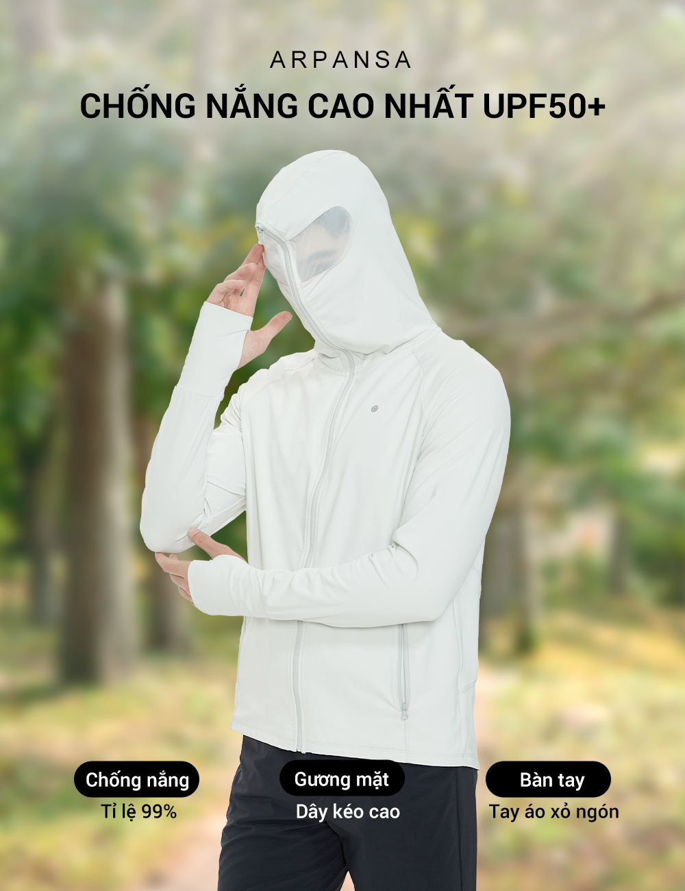 Áo khoác chống nắng nam UV100 Apex-Wicking AA23102