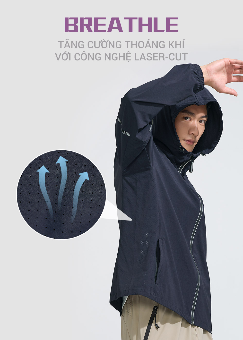 Áo khoác chống nắng thể thao nam UV100 Suptex-Cool AA24112