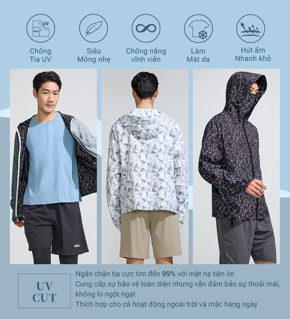 Áo khoác chống nắng họa tiết nam UV100 Suptex-Cool AA24118