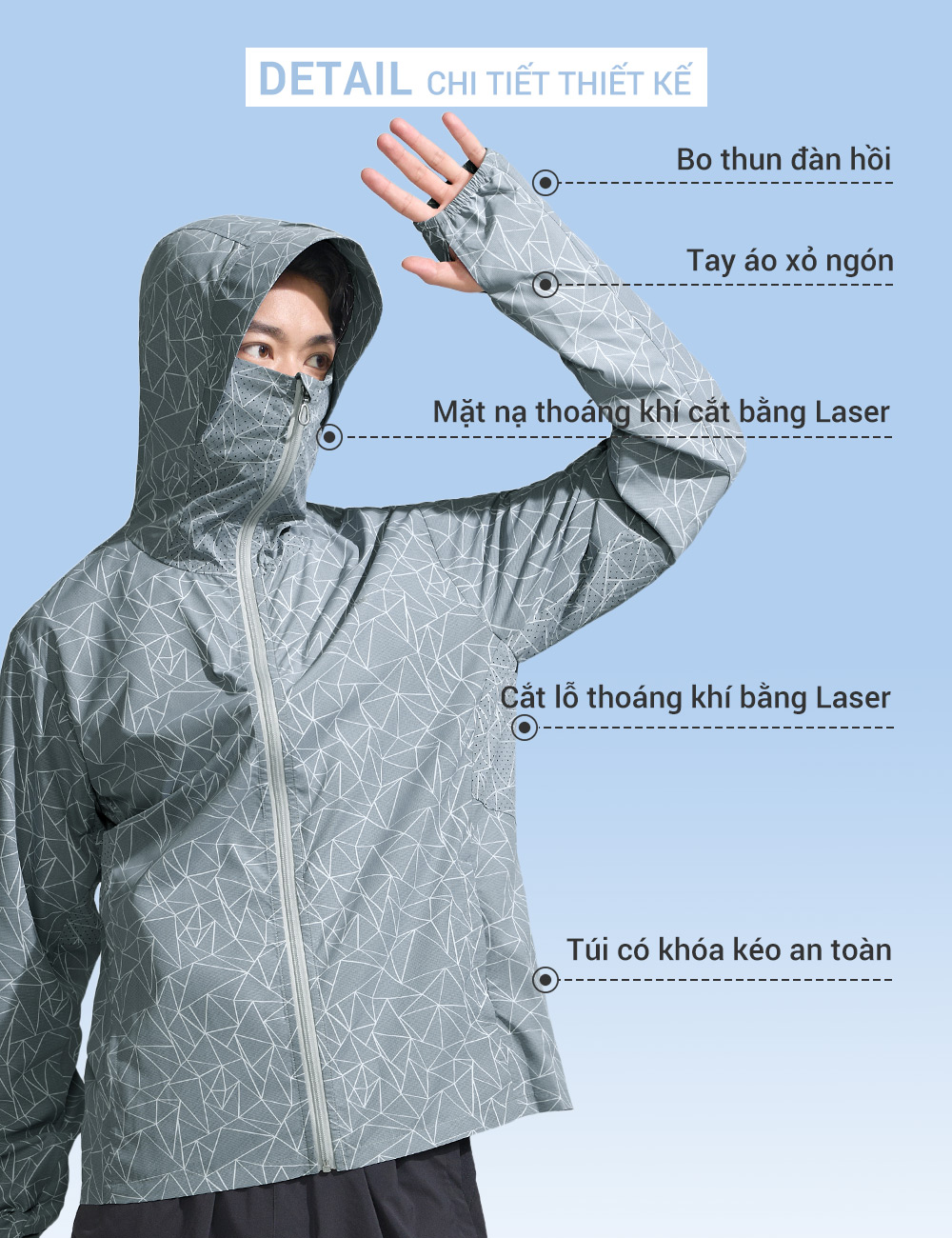 Áo khoác chống nắng họa tiết nam UV100 Suptex-Cool AA24118
