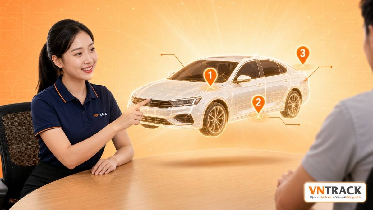 Ba vị trí lắp định vị trên xe cho thuê, nhân viên Vntrack tư vấn khách