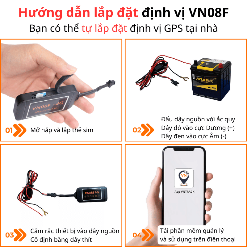 Hướng dẫn lắp đặt định vị VN08F lên phương tiện