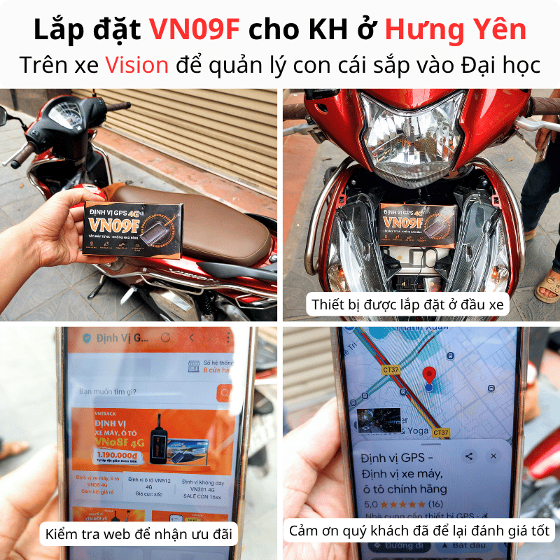 Lắp đặt định vị VN09F cho xe Honda SH