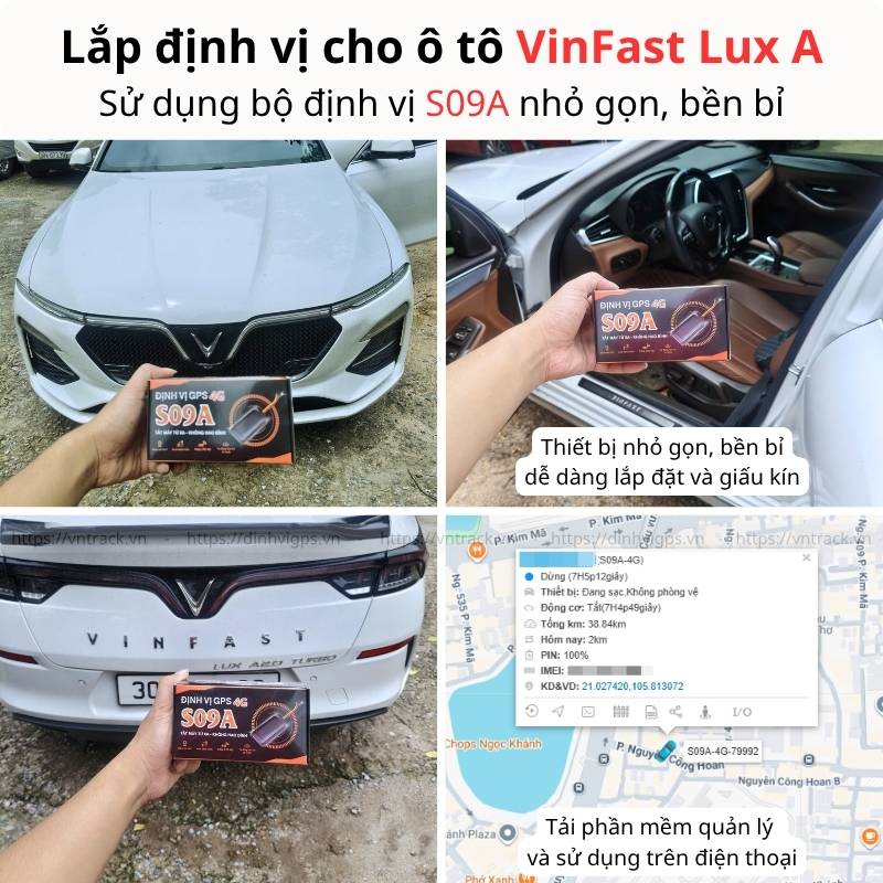 Lắp định vị S09A trên xe ô tô Vinfast Lux A